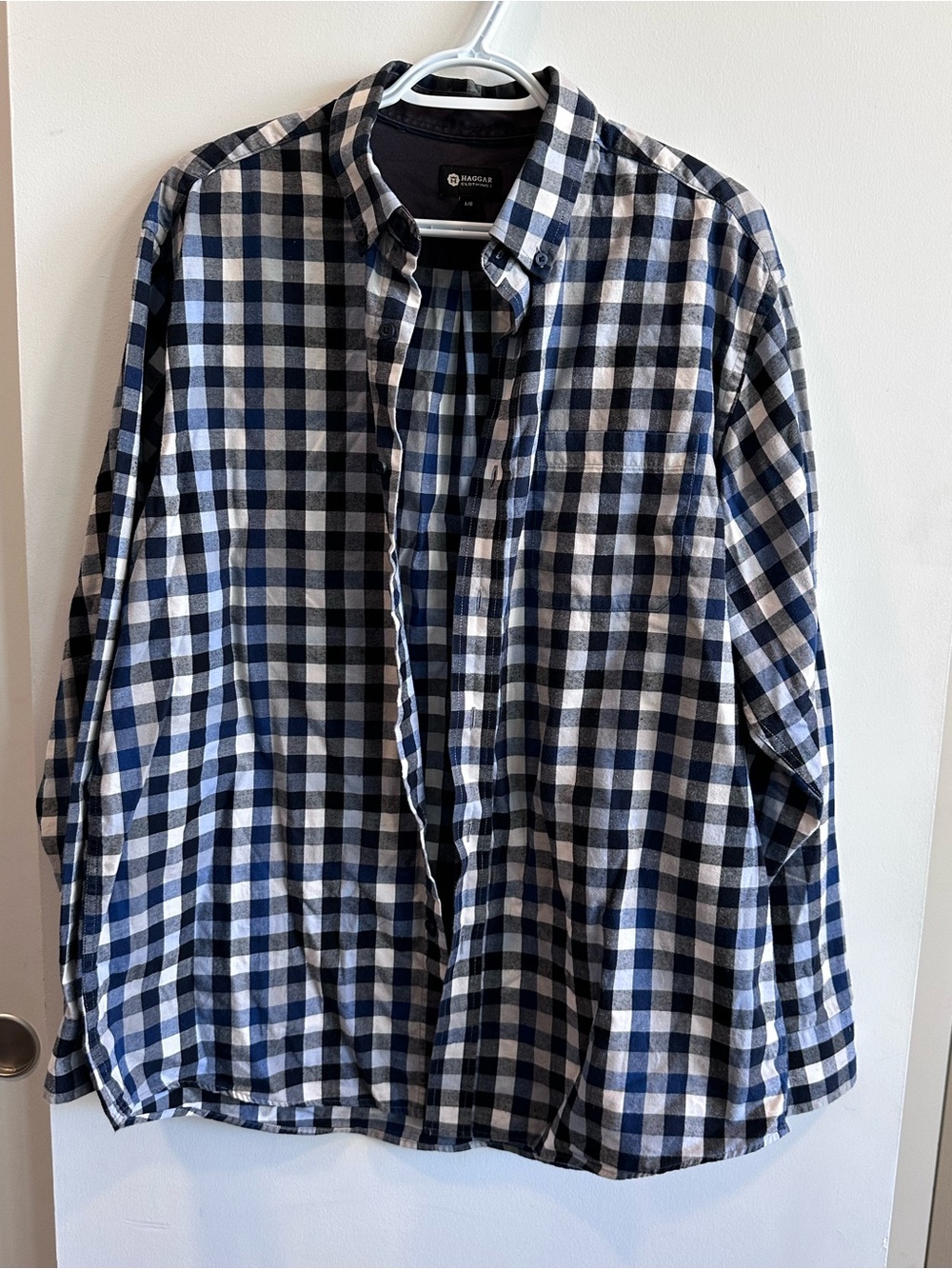 Haggar Men's Blue & White Gingham Button-Down Shirt by Arrow